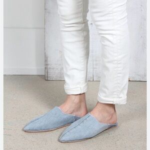 BROTHER VELLIES Denim BABOUCHE Slides Slippers Mules Flats Handcrafted Morocco